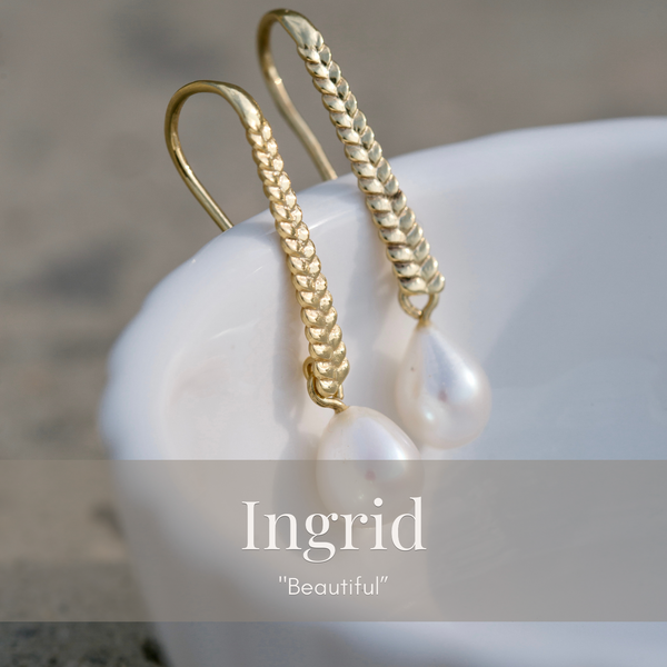 Ingrid Drop Pearl Earrings In Gold