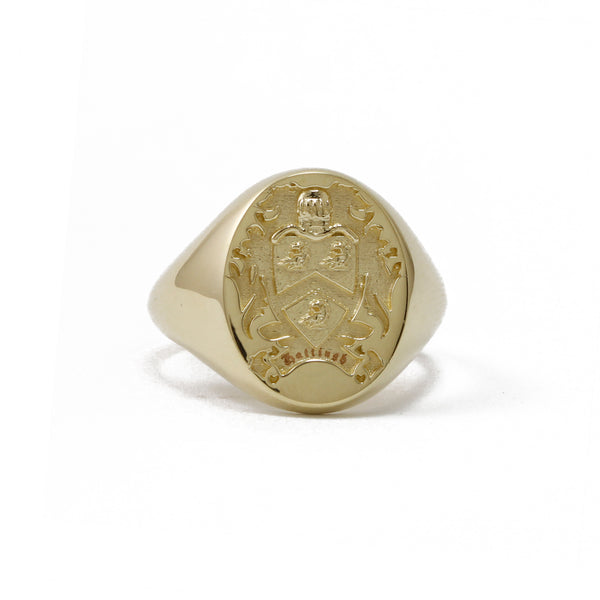 Oval Customisable Signet Ring In 9ct Yellow Gold