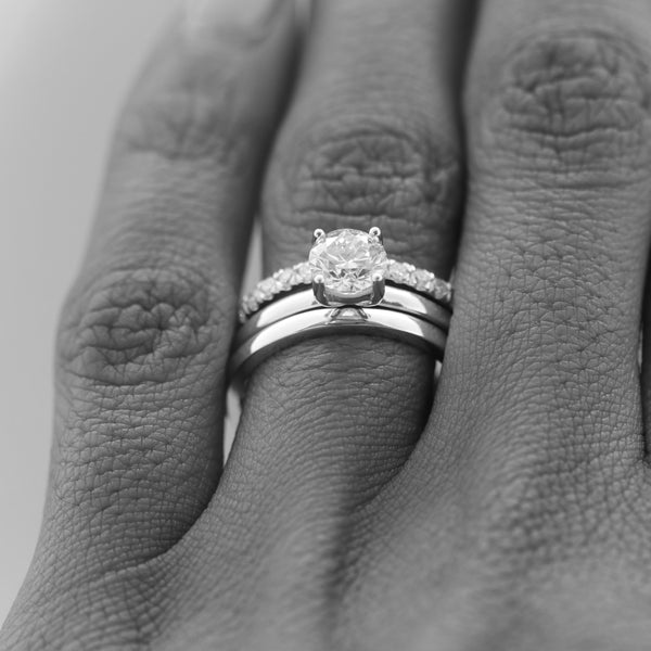 Polished Half Round Band In White Gold