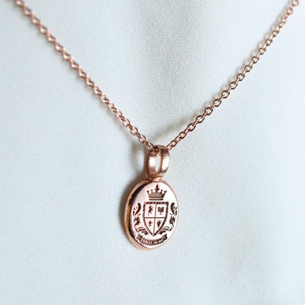 Oval Customisable Crest Pendant in 9ct Rose Gold