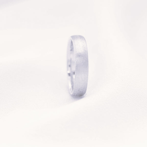 Half Round Textured Band In 9ct White Gold