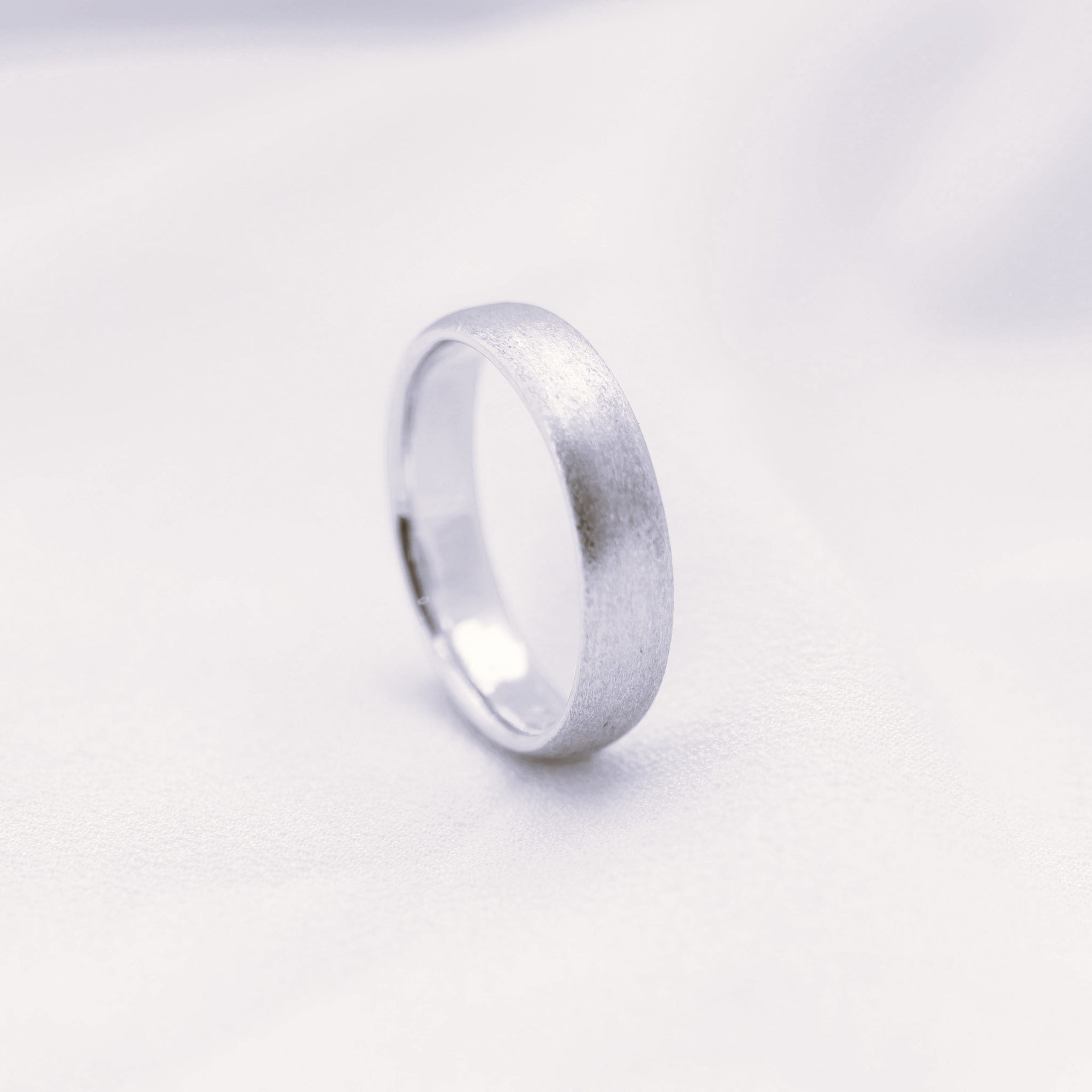 Half Round Textured Band In 9ct White Gold