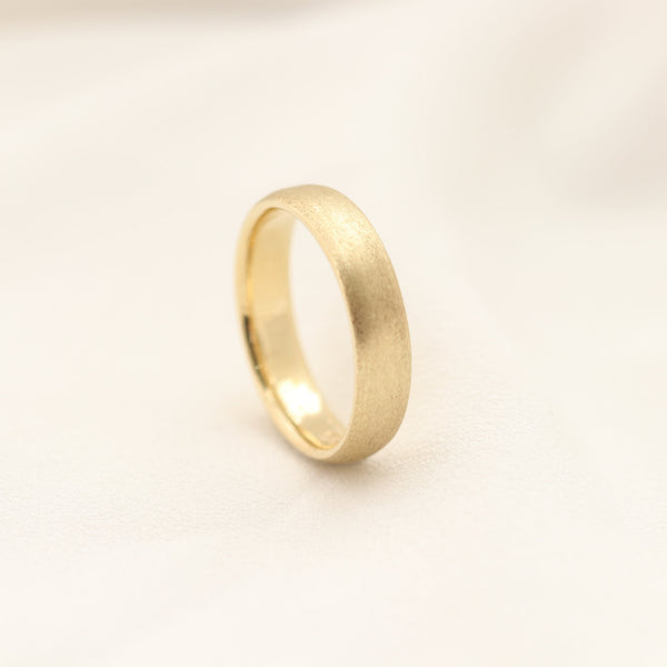 Half Round Textured Band In 9ct Yellow Gold