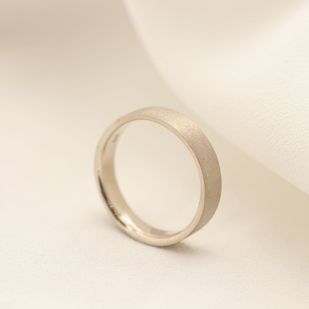 Flat Matte Band in 9ct White Gold