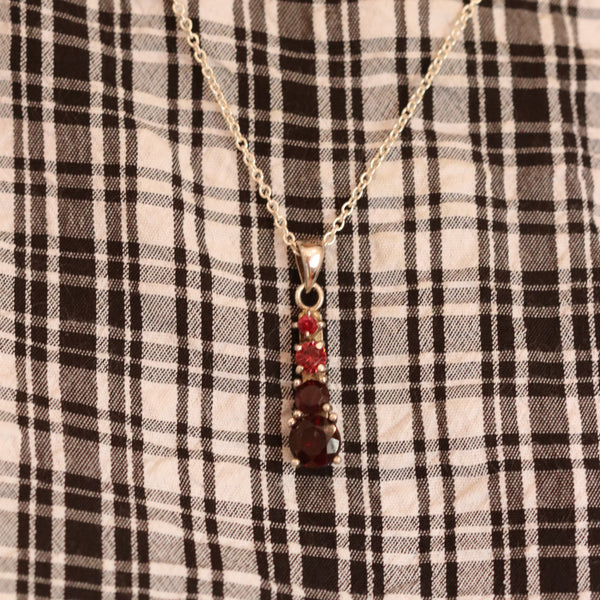 Garnet Gemstone Stack Pendant in Silver