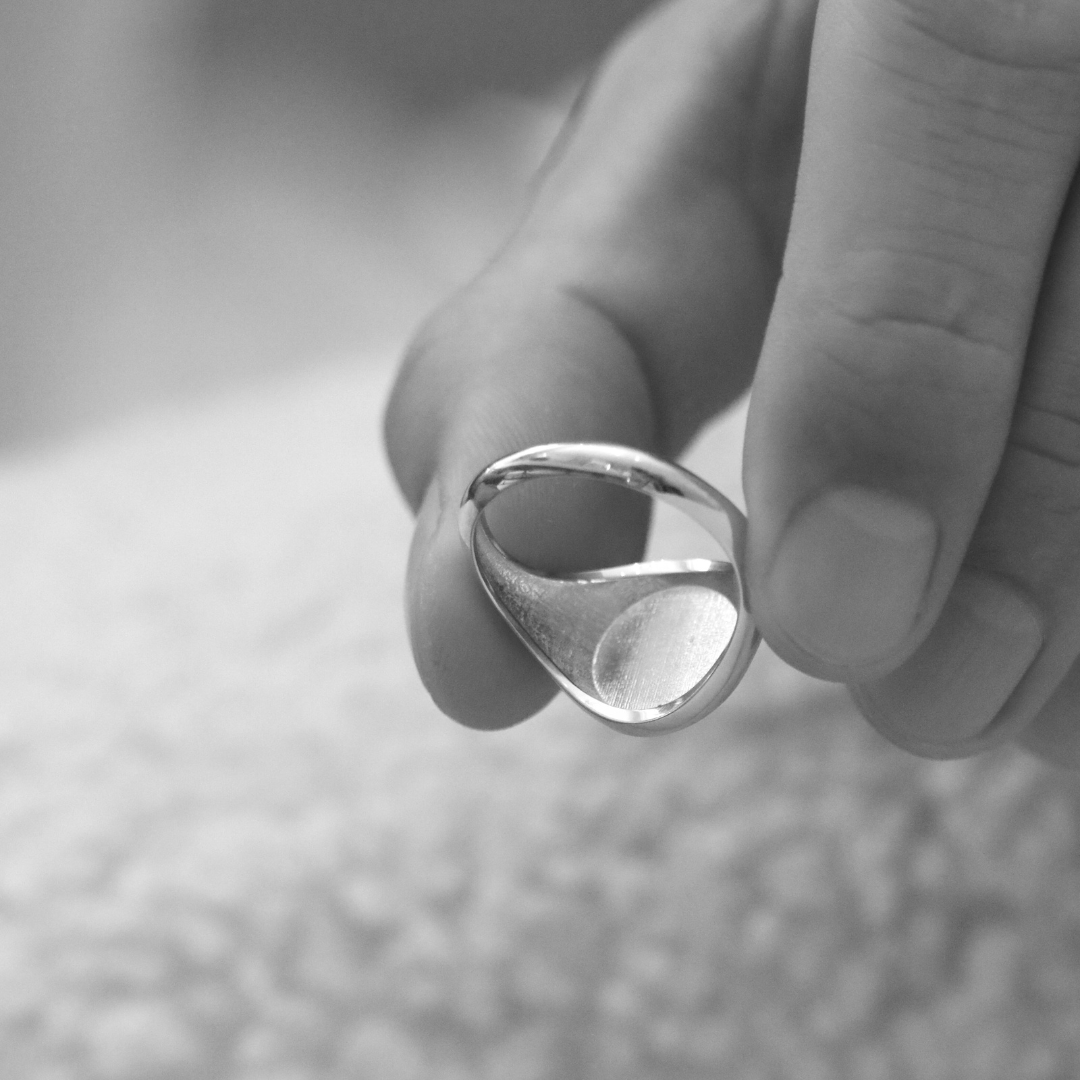 The Valiant – Angled Square Signature Ring In Sterling Silver