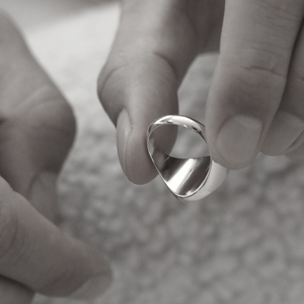 The Valiant – Angled Square Signature Ring In Sterling Silver