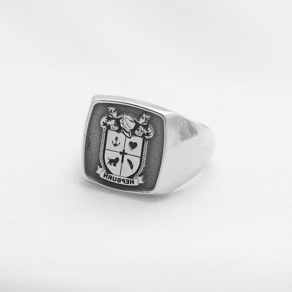 The Dominion – Rounded Square Signature Ring In 9ct White Gold