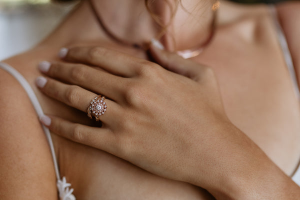 Diamond Peony Ring In 9ct Rose Gold