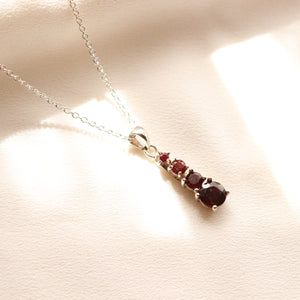 Garnet Gemstone Stack Pendant in Silver