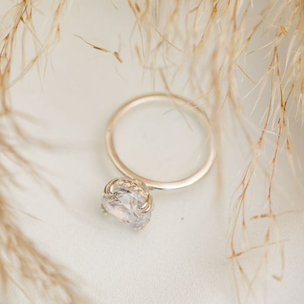 Claire Round Moissanite Ring In White Gold