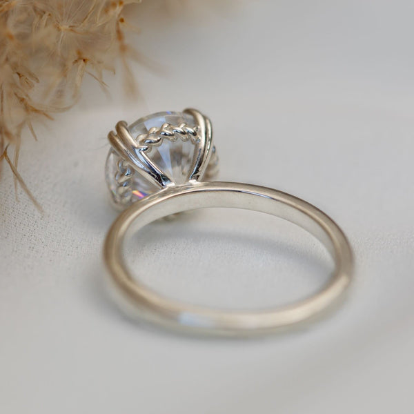 Claire Round Moissanite Ring In White Gold