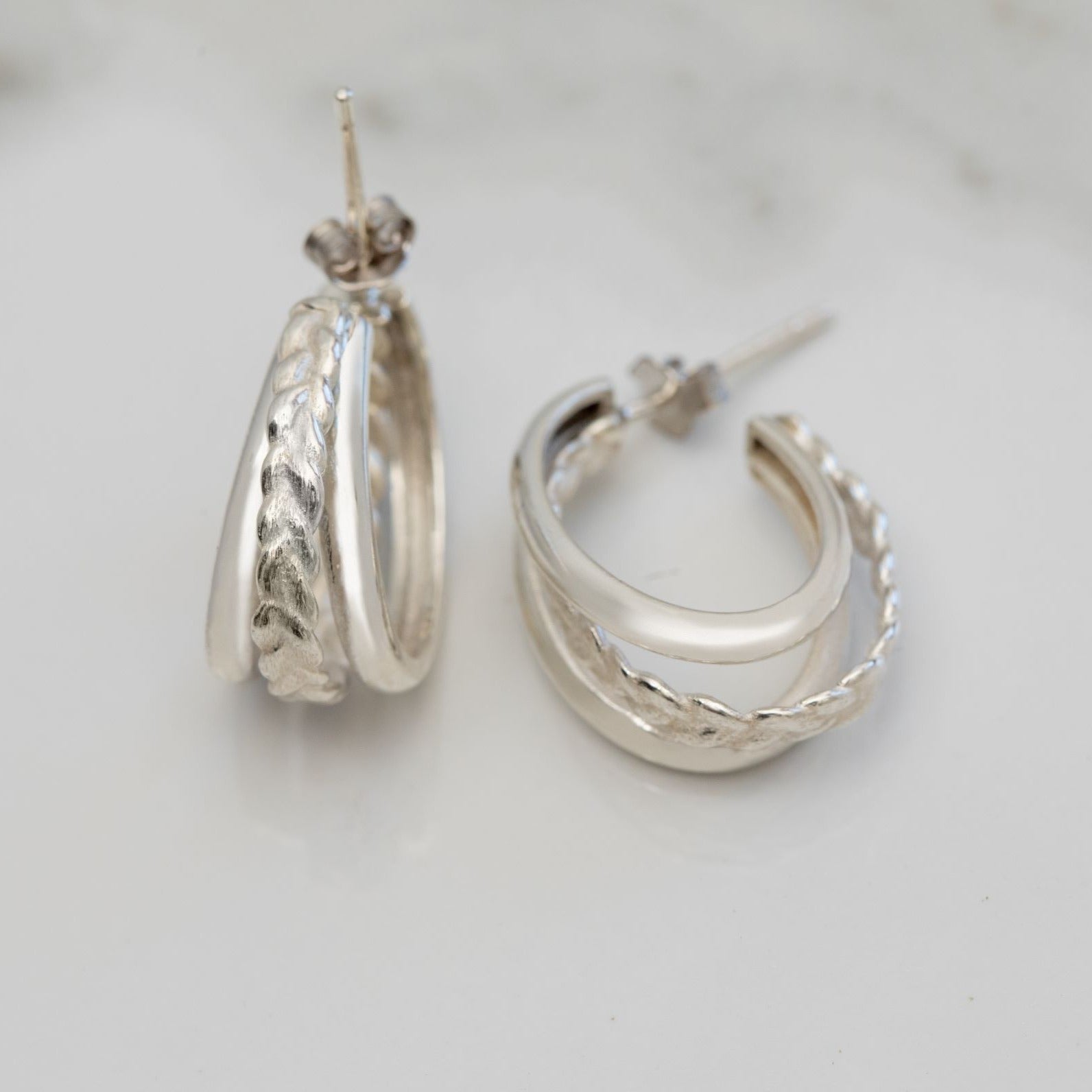 Dear Mila Woven Hoops In Silver