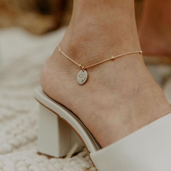 Rolo Oval Bead Anklet In Gold