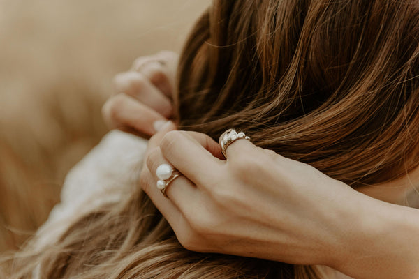 Grit and Grace Pearl Ring in Brass