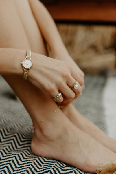 Rolo Oval Bead Anklet In Silver