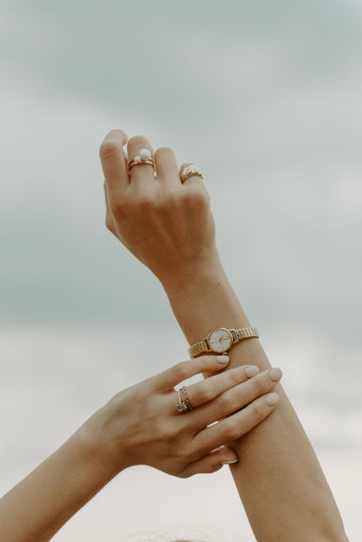 Grit and Grace Pearl Ring in Brass