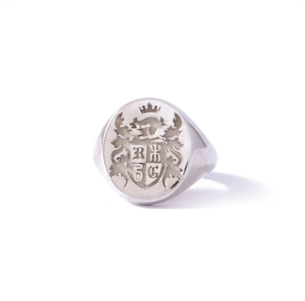 Oval Customisable Signet Ring In Silver