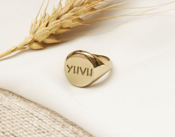 Plain YHVH Unisex Signet Ring In Brass