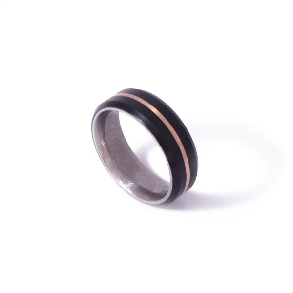 Black Teflon with Rose Gold Inlay Titanium Band