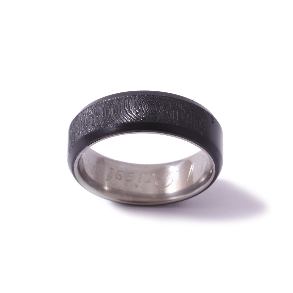 Teflon Coated Titanium Fingerprint Ring