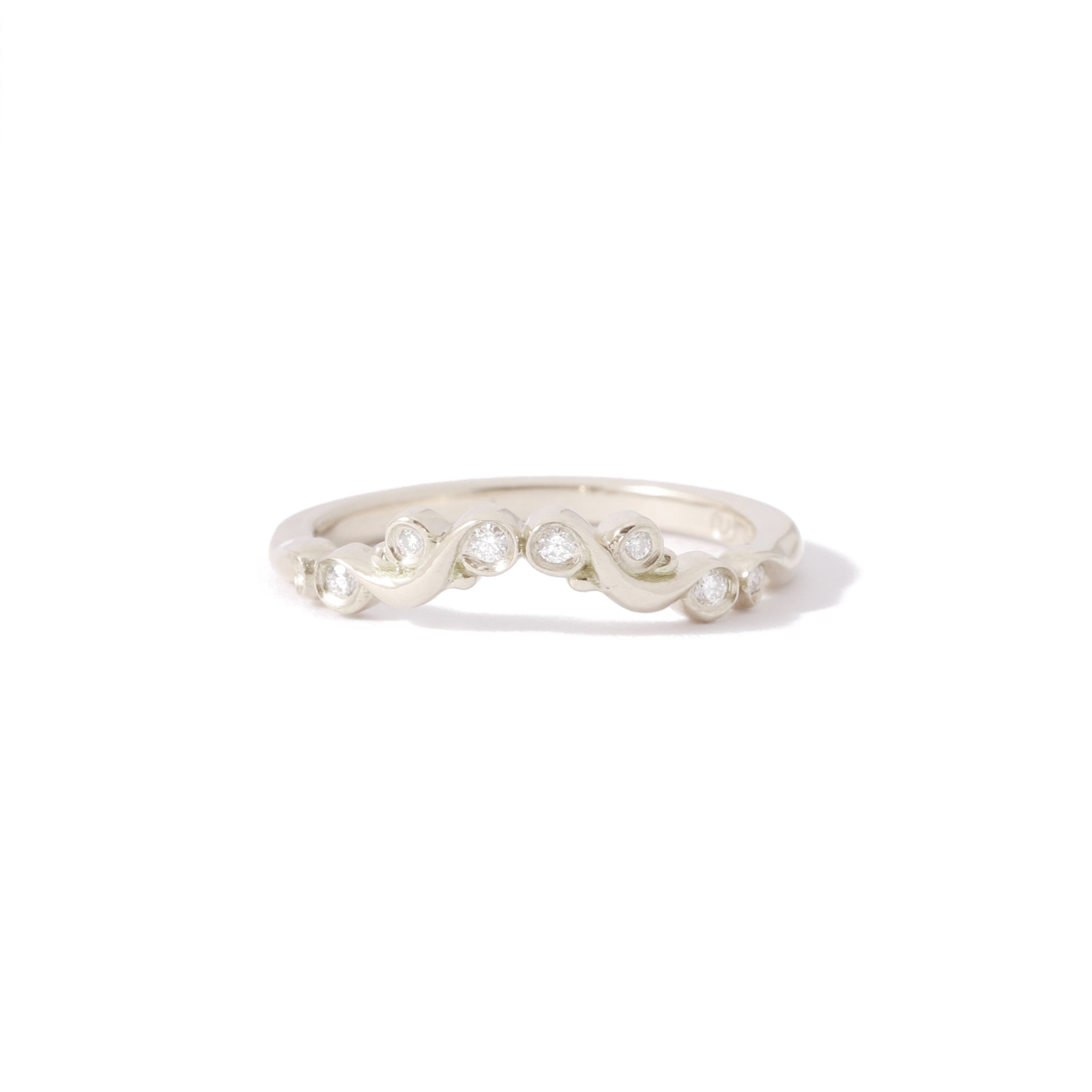 Scroll Curved Band In 9ct White Gold