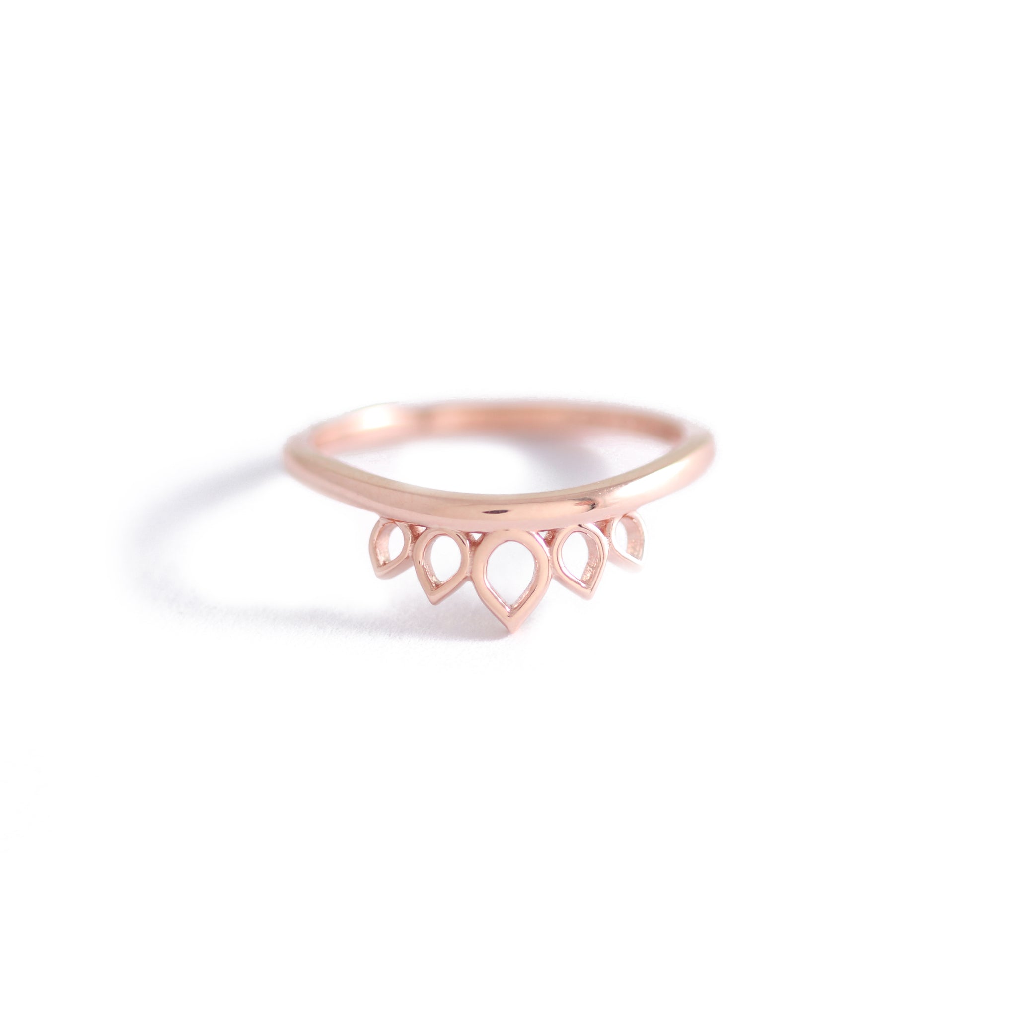 Open Sunbeam Wedding Band In 9ct Rose Gold