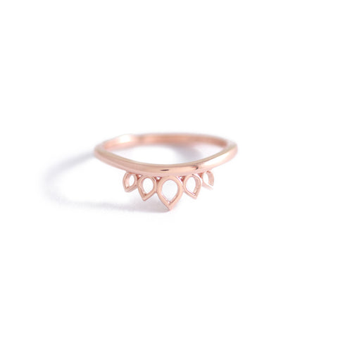 Open Sunbeam Wedding Band In 9ct Rose Gold