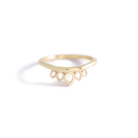 Open Sunbeam Wedding Band In 9ct Yellow Gold