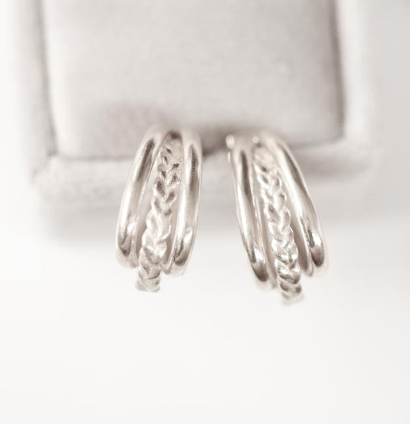 Dear Mila Woven Hoops In Silver