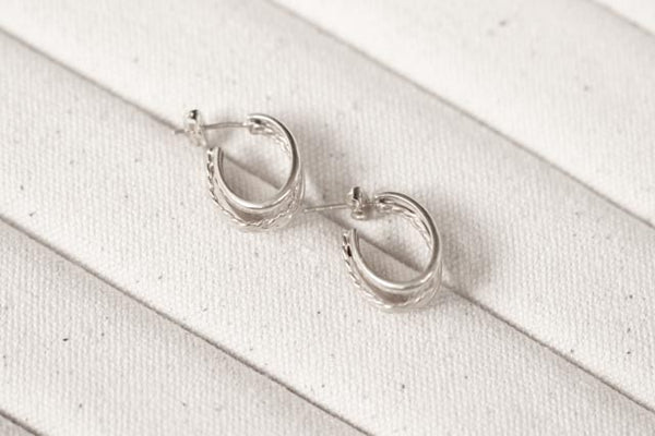Dear Mila Woven Hoops In Silver