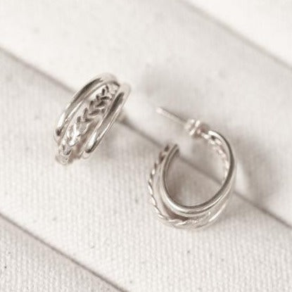 Dear Mila Woven Hoops In Silver
