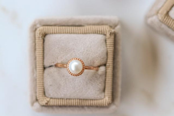 Grace Woven Pearl Ring In Rose Gold