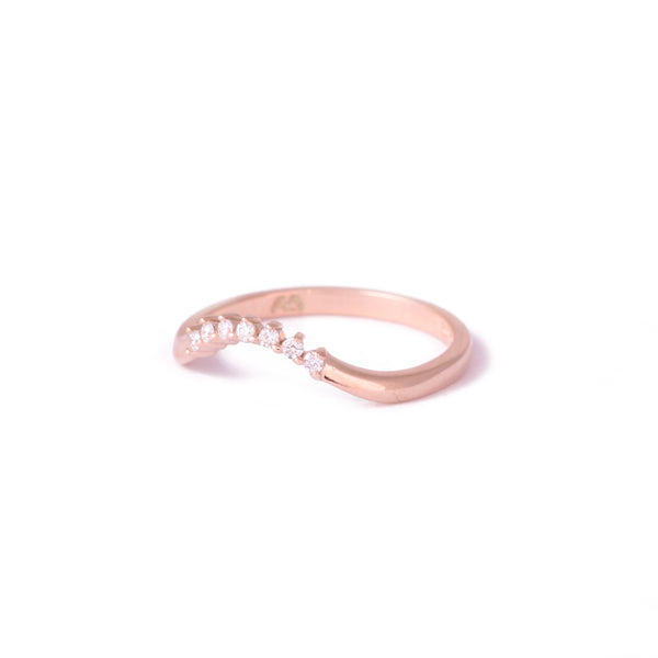Curved Diamond Wedding Band In 9ct Rose Gold