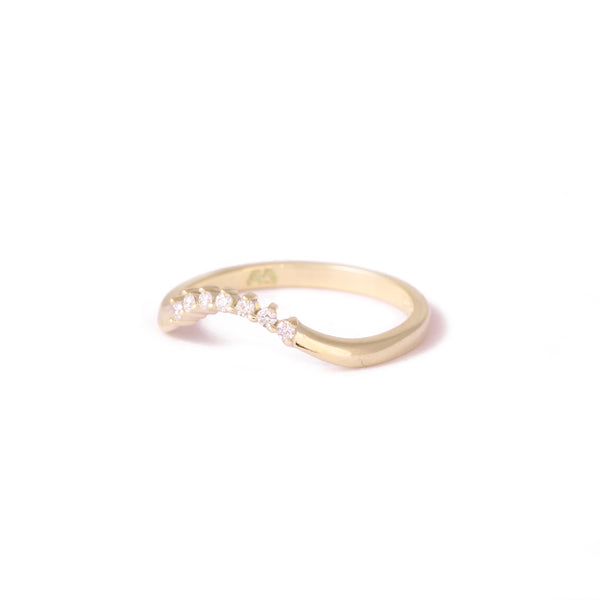 Curved Diamond Wedding Band In 9ct Yellow Gold