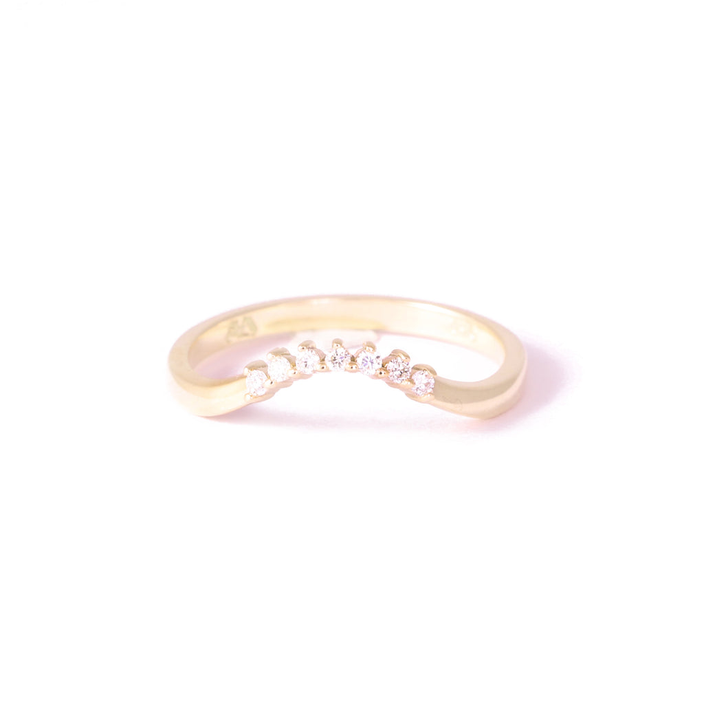 Curved Diamond Wedding Band In 9ct Yellow Gold