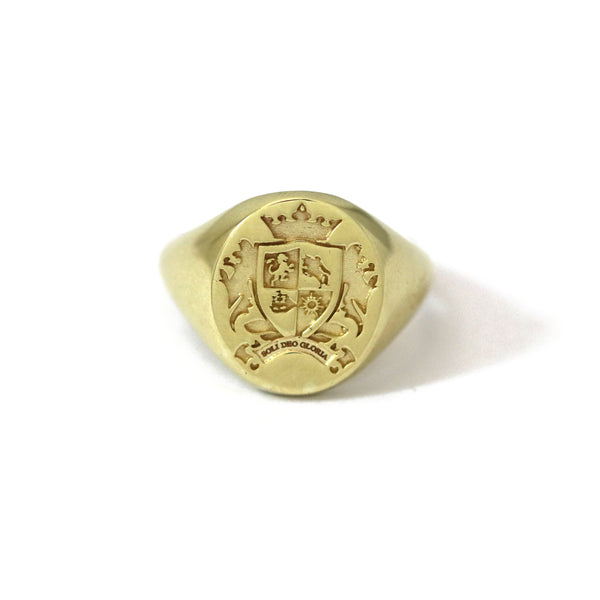 Oval Customisable Signet Ring In 9ct Yellow Gold