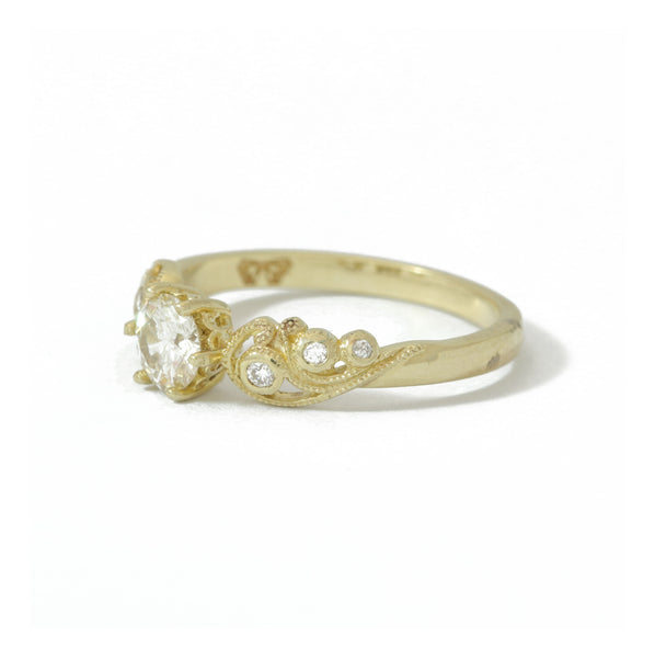 Filigree Diamond Ring In 9ct Yellow Gold