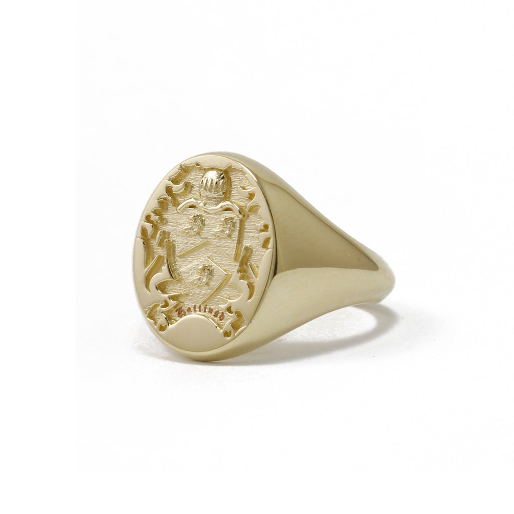 Oval Customisable Signet Ring In 9ct Yellow Gold