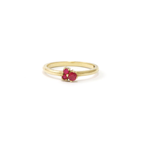 Yellow Gold Trinity Ring with Rubies