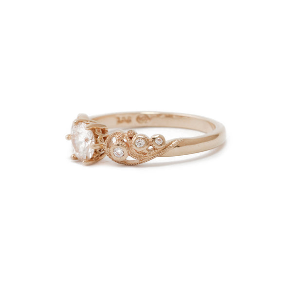 Filigree Diamond Ring In 9ct Rose Gold