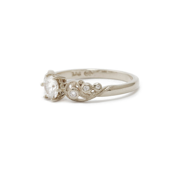 Filigree Diamond Ring In 9ct White Gold