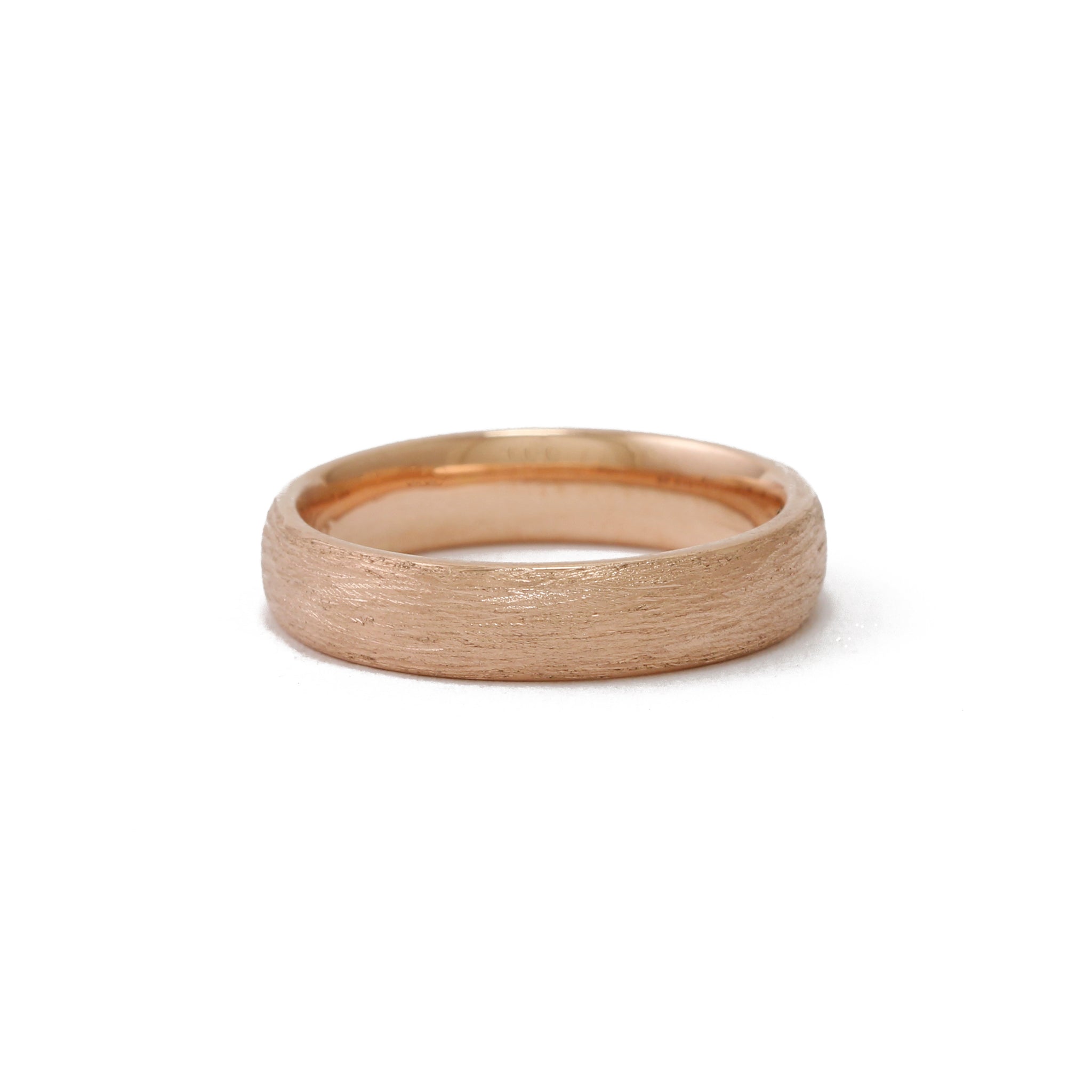 Half Round Textured Band In 9ct Rose Gold