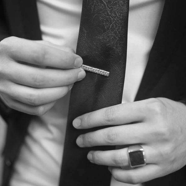August Woven Tie Clip In Silver