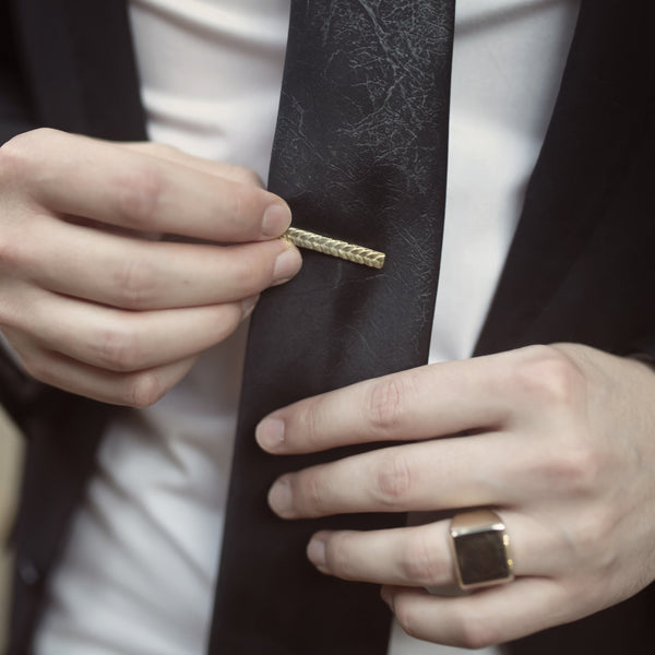 August Woven Tie Clip In Brass