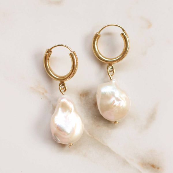 Odelia Small Baroque Pearl Earrings In Gold