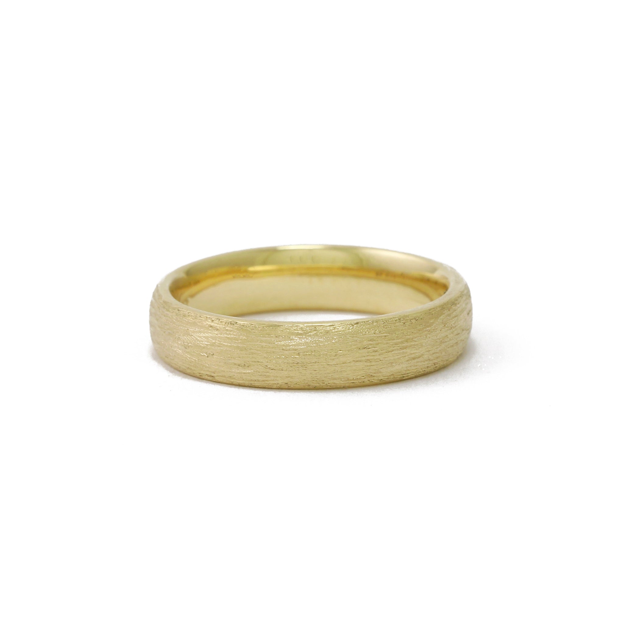 Half Round Textured Band In 9ct Yellow Gold