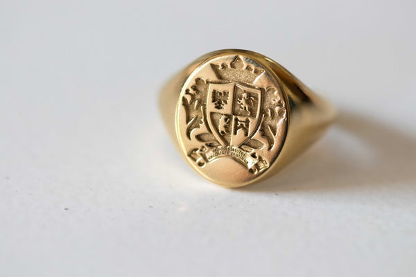Oval Customisable Signet Ring In 9ct Yellow Gold
