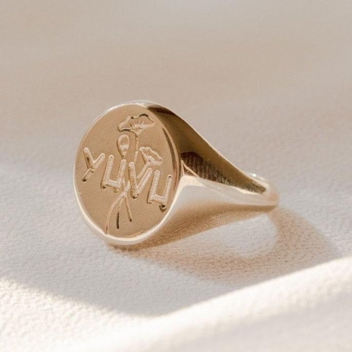 YHVH signet Ring in Brass