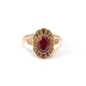 Ruby Mill Grain Ring In 9ct Rose Gold